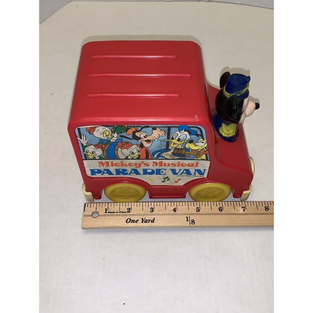 Vtg Mickeys Musical Parade Van Music Walt Disney LJN Toy Hong Kong Works - Picture 11 of 12